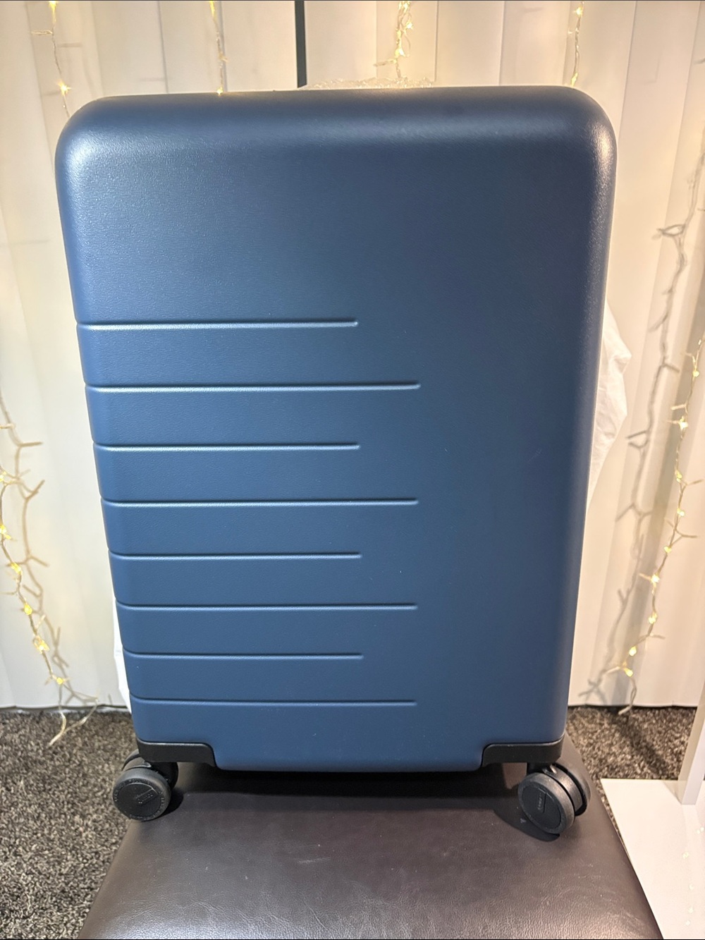 Quince Expandable Carry-On Suitcase Navy dust cover included, NWT.    #62